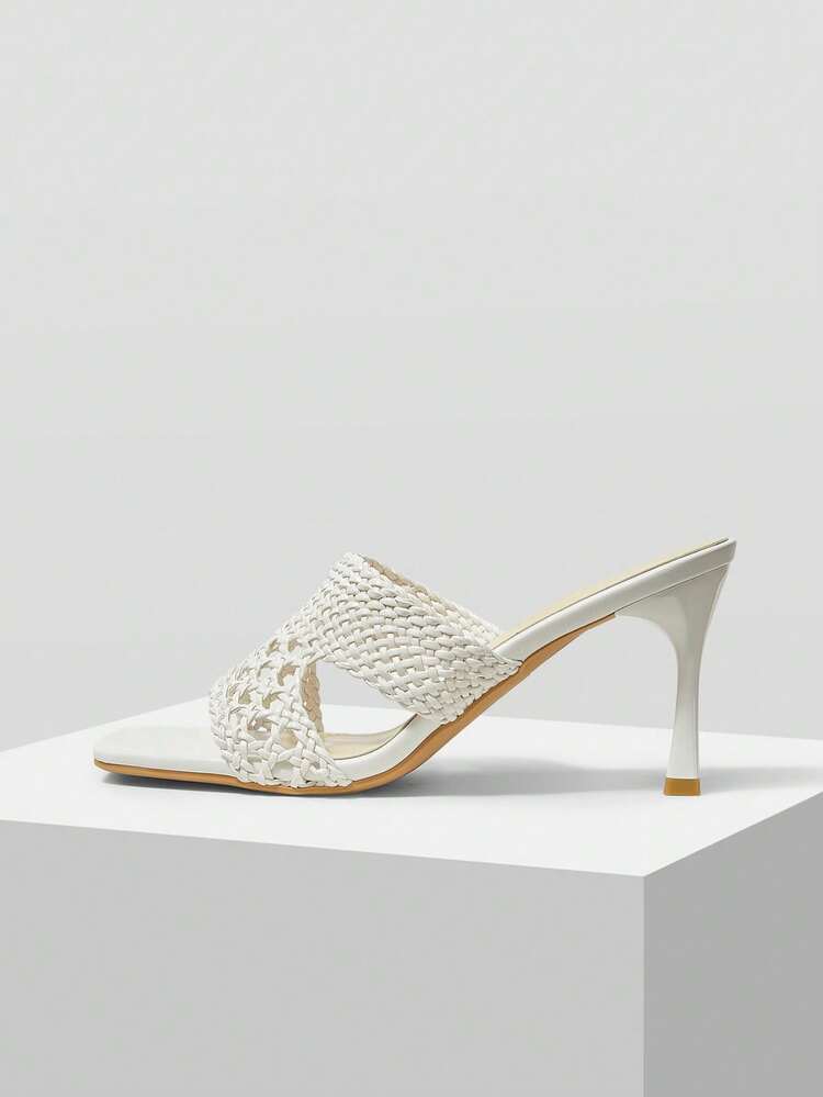 WOMEN BRAID SQUARE TOE HEELED SANDALS SPRING SHOES