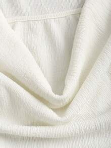 Sweetra French Ruffled Collar 2 In 1 Design T-Shirt With Pleated Details, Paired With Straight-Leg Drawstring Pants, Casual Chic Matching Set For Women, Spring/Summer - Apricot - View 3