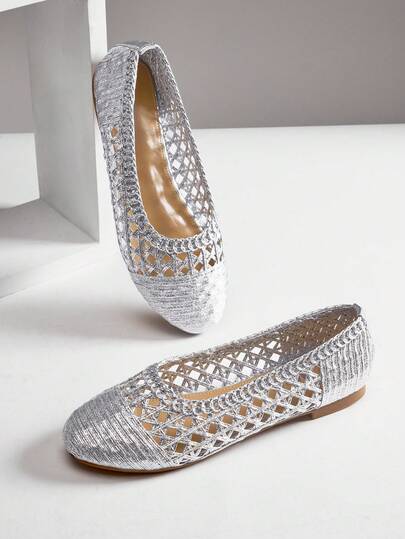 SHUZIA Ladies Elegant Woven PU Ballet Flats