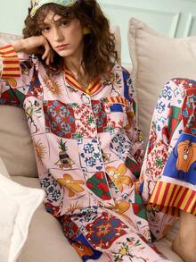 Chillnights Bộ đồ ngủ nữ trẻ trung, kẻ sọc phối màu, xếp ly phía trước. - Nhiều màu - Xem 3