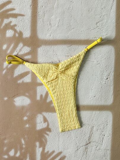 Swim SXY Women's Solid Color Thong Bikini Bottom, Minimalist Design, Summer