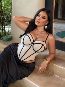 NU&NOW Plus Size Women Spaghetti Strap Camisole, Skin Color Elastic Versatile Casual Undershirt - Apricot - View 4