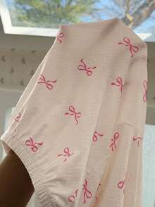 ZzzCrew 女士针织提花面料蝴蝶结印花性感吊带背心和长裤睡衣套装，适合外穿 - 白色 - 查看 7