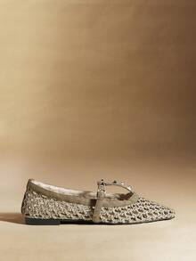 Rosivie Women's Rivet Design Fashionable Elegant Pointed Toe Shoes - Champagne - View 3