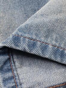 DAZY 女士休闲水洗腰带牛仔A字裙，春夏款 - 中等水洗藍 - 查看 11