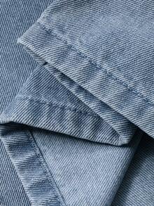 DAZY Women's Casual Washed Pocket Shirt And Wide Leg Jeans Suit, Spring/Summer - Medium Wash - View 10