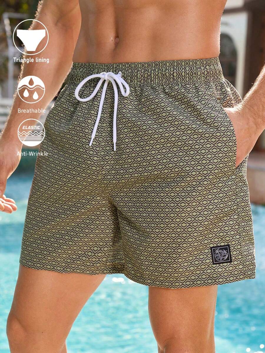 ZELFYO Men's Retro Loose Elastic Waist Drawstring Casual Versatile Beach Pants - Army Green - View 1