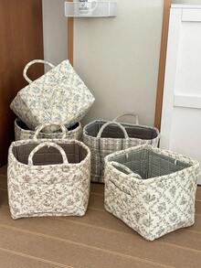 Storage Basket, Miscellaneous Storage Basket, Toy Storage Basket, Printed Pattern In Random Position, Laundry Basket, Lipstick, Makeup Brush, Skincare Storage Basket, Home Decoration, Portable Picnic Basket, Christmas Popular Products - Multicolor - View 2
