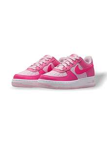 Nike Air Force 1 女款运动鞋（小学款）吸汗透气轻便纯色易洗百搭学生鞋（GS）粉色 IO7454-684 - 淺粉色/粉紅色 - 查看 2