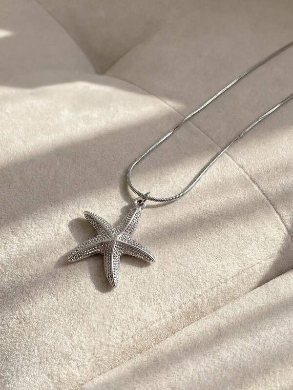 Resyla 1pc Stainless Steel Sea Star Shaped Necklace For Summer