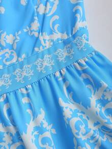 Olithes 复古极简刺绣系带吊带短裙 - 藍色 - 查看 6