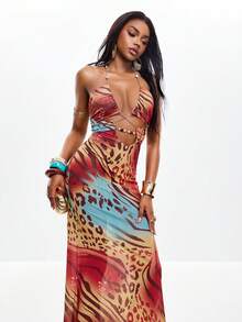 Coolane 女士全印花镂空无袖连衣裙 - 彩色 - 查看 7