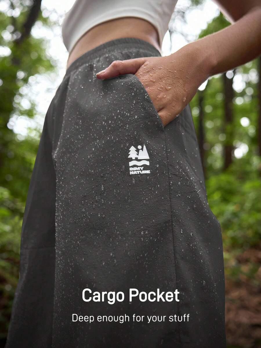 In My Nature Women's Elastic Waist Pockets Waterproof Loose Outdoor Pants - Grey - View 1