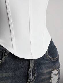 SHEIN ICON 加大码女式杏色网眼拼接连帽衫 - 杏色 - 查看 10