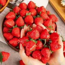 Artificial Red Strawberry, Realistic Simulation Of Fruit Plastic Strawberry, Suitable For Home Kitchen Party Decoration, Photography Props, Gifts, Birthday And Graduation Ceremonies, Etc. - Red - View 5