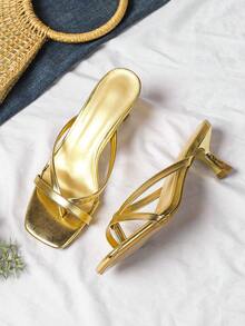 Arave Spring/Summer New Leopard Print Sexy Kitten Heel Sandals, Fashion Versatile High Heels For Women - Gold - View 3