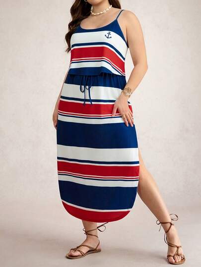 Zelara 柔软扎染收腰开衩连衣裙，大码