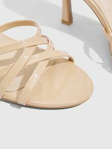 CUCCOO SZL 女士时尚日常穿搭高跟凉拖鞋 - 杏色 - 查看 6