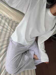 DAZY 2pcs/Set Women Loose Long Sleeve T-Shirt And Long Pants Pajama Set, Casual Spring Outfit - White - View 6