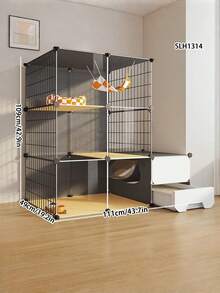 1个猫笼，小型公寓猫屋，猫窝，猫砂盆，厕所一体式，节省空间 - 彩色 - 查看 1