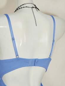 SHEIN ICON Y2K 春季嘉年华蕾丝拼接紧身吊带露脐上衣高腰露背连体衣女款 - 藍色 - 查看 8