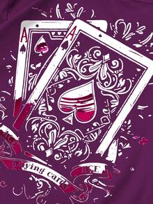 Manfinity LEGND Áo thun nam tay ngắn in họa tiết thẻ thường ngày, mùa hè - Màu tím - Xem 4