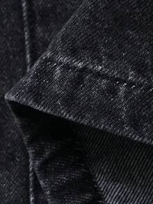 Dazy Plus Dark Wash Blue Waistband Patchwork Drawstring Straight Leg Long Jeans, All Season - Dark Grey - View 3