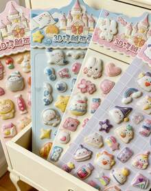 POKOJA LAND 3D立体拼贴画 儿童卡通贴纸 女孩玩具 幼儿园早教奖励日记 3D工艺品 - 彩色 - 查看 6