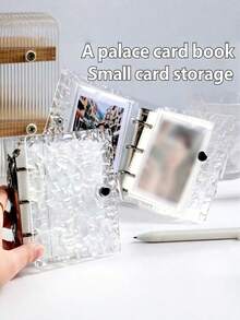 一款波浪形透明活页夹照片收纳袋，亚克力透明文件袋，耐用材质，活页夹封面，可用作笔记本、计划本、卡片夹、贴纸簿、相册、文具或礼物。 - 無色 - 查看 4