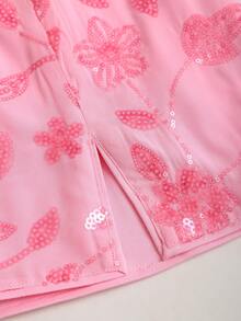 Sweetra Fashionable A-Line Mini Skirt With Bead Embroidery, Sexy Design For Summer Vacation, European And American Style - Pink - View 5