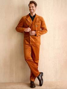 Manfinity Homme Men's Solid Color Stand Collar Double-Breasted Jacket And Pants Casual Suit Set Men Double Breasted Suit Orange Outfits For Men Double Breasted Blazer Men Men Formal Wear European Style Clothes Men Summeroutfit Mens Vintage Outfit Mens Retro Outfit Orange Suit Men Retro Men Vintage Men Vintage Outfit For Men Retro Outfit For Men Mens Fashion Online Mens Suits For Men Blazer For Men Casual - Camel - View 4