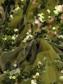 Bluhae Women's Halter Neck Ruched Floral Sequin Dress - Green - View 4