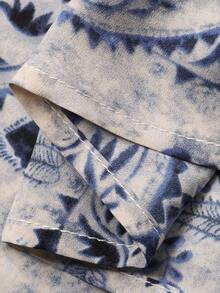 DAZY 印花宽松收腰荷叶边下摆休闲度假长裙女式吊带裙 - 藍色 - 查看 7