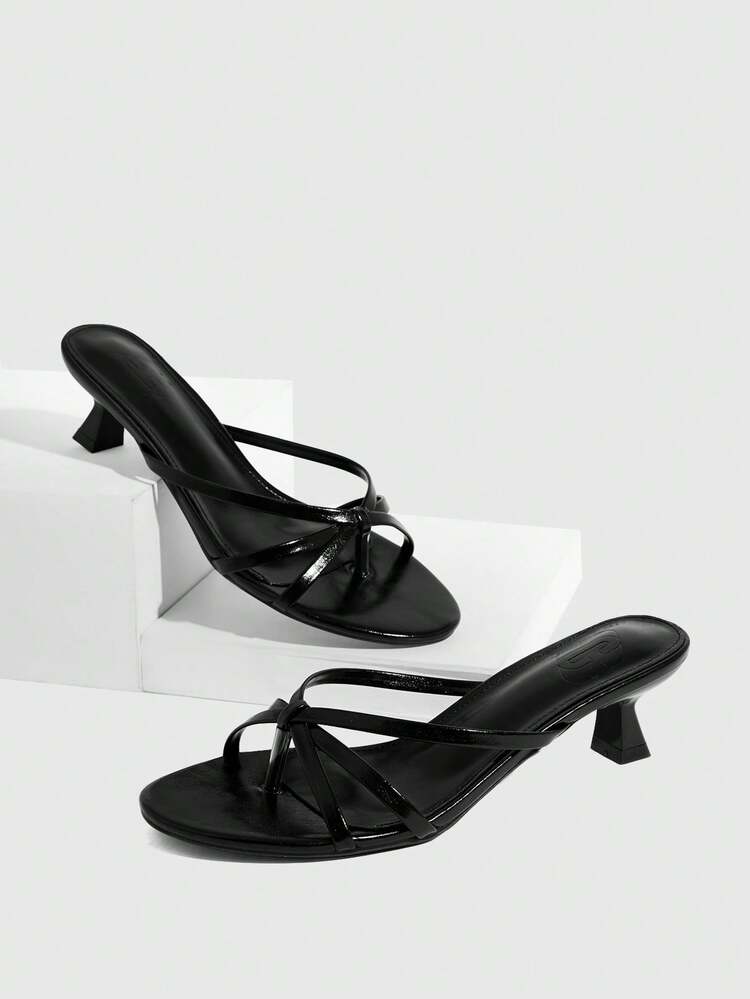 CUCCOO SZL Women Shoes Summer New Multi-Stripe Cross-Strap Design Round Toe Thin Heel High Heel Sandals Commuting Elegant Fashionable Women's High Heel Sandals Heel Shoes Dew Heel Commuting Daily Travel High Heel Sandals Spring Shoes