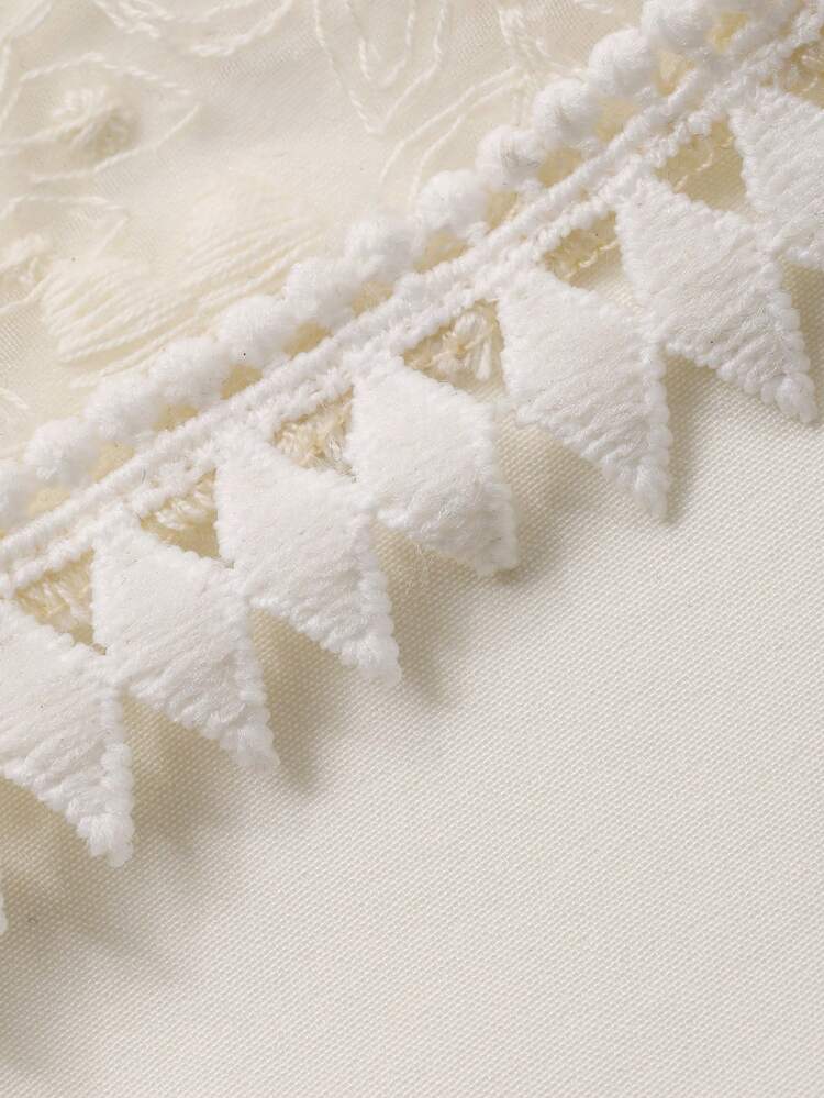 Tween Girl Lace Patchwork Solid Color Front Button Elegant Long Sleeve Dress