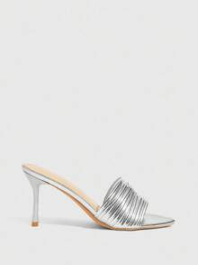 CUCCOO SZL Women's Pointed Toe Silver Daily Versatile Fashion High Heel Sandals - Silver - View 4