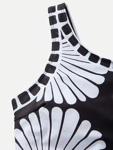 Swim Oasis 女士度假印花露肩连体泳衣，带罩衫和裙子 - 彩色 - 查看 9