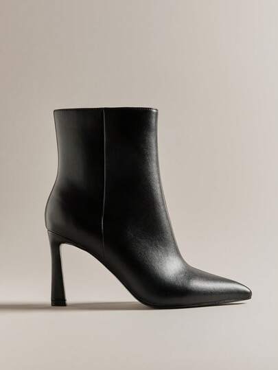 Hauture 女士完美尖头、复古风格缝线和侧拉链小猫跟踝靴