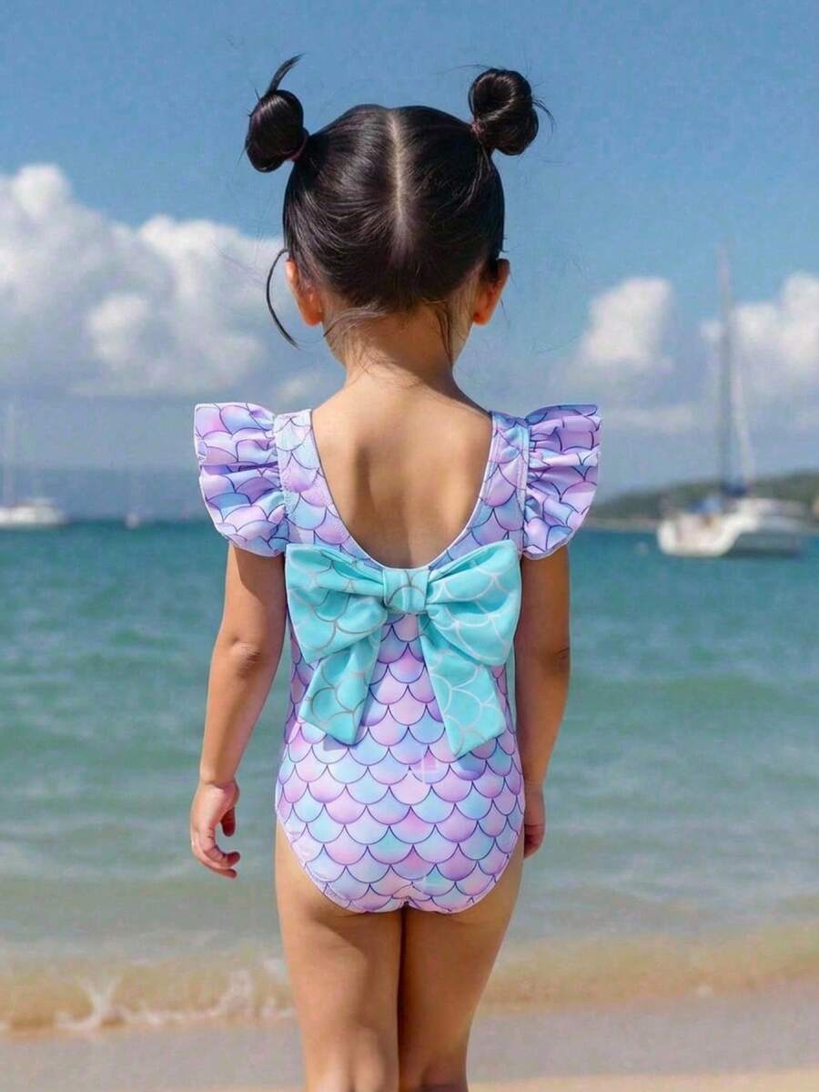 Emery Rose Kids Emery Rose Kids 女婴可爱美人鱼印花休闲针织蝴蝶结撞色连体泳衣，适合女婴夏季穿着；女婴可爱夏季休闲针织蝴蝶结拼接撞色吊带连体泳衣，适合夏季郊游、游泳、海滩度假。 - 淡紫色 - 查看 1