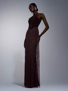 Elitara Đầm dạ hội dáng đuôi cá thanh lịch, lãng mạn, không dây vai, đính sequin và tua rua, thích hợp cho các lễ hội, đám cưới, dạ tiệc, hòa nhạc, sự kiện kinh doanh, và các dịp dành cho người nổi tiếng trên mạng xã hội. - Màu Đỏ Sâu - Xem 4