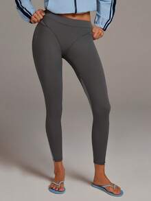 Athîral Pantalones de malla con parches de mujer de estilo casual - Gris - Ver 3