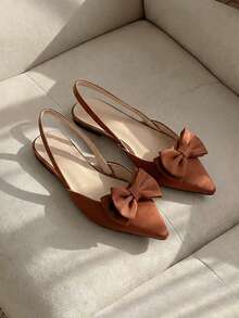 Resyla 女用蝴蝶結細部棕色平底鞋 - 棕色 - 查看 5