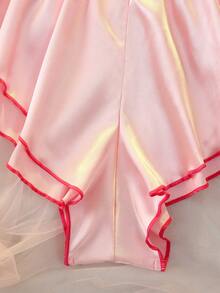DelicateAllure Đồ lót cỡ lớn chất liệu satin crepe xếp nếp phối màu tương phản, kiểu dáng rộng rãi, thanh lịch và lãng mạn. - Hồng - Xem 5