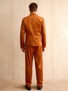 Manfinity Homme Men's Solid Color Stand Collar Double-Breasted Jacket And Pants Casual Suit Set Men Double Breasted Suit Orange Outfits For Men Double Breasted Blazer Men Men Formal Wear European Style Clothes Men Summeroutfit Mens Vintage Outfit Mens Retro Outfit Orange Suit Men Retro Men Vintage Men Vintage Outfit For Men Retro Outfit For Men Mens Fashion Online Mens Suits For Men Blazer For Men Casual - Camel - View 3