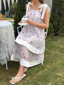 DAZY 法式浪漫派对亮片花卉印花层叠肩带女士睡裙 - 藍色 - 查看 4