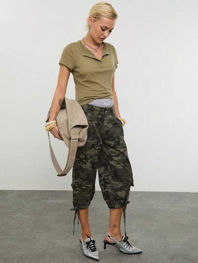 COUREZ Short Sleeve Shrunken Sheer Henley Top/Y2K Spring Clothes For Women Green Tops Summer Tops Going Out Tops Spring Break Outfits Summer Outfits