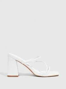 CUCCOO SZL Women Shoes White PU Light Strip With Basic Commuting Fashion Thick Heel Square Toe Sandals Summer Shoes - White PU - View 3