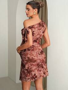 MaterniChic 孕妇优雅印花不对称领连衣裙，夏季 - 彩色 - 查看 2