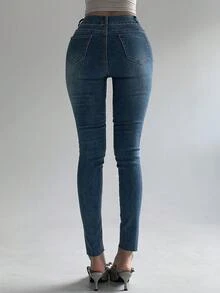 DAZY Skinny Distressed Slim Fit Women Jeans - Blue - View 2