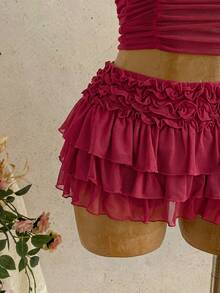 Soleia Chân váy xếp ly nhiều tầng bằng vải chiffon lãng mạn dành cho nữ, thích hợp cho kỳ nghỉ biển, dạo chơi, gợi cảm và hẹn hò vào mùa xuân/hè. - Màu Đỏ Sâu - Xem 10